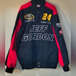 Rare Vintage Jeff Gordon Nascar Drive To End Hunger Black and Red Jacket Large